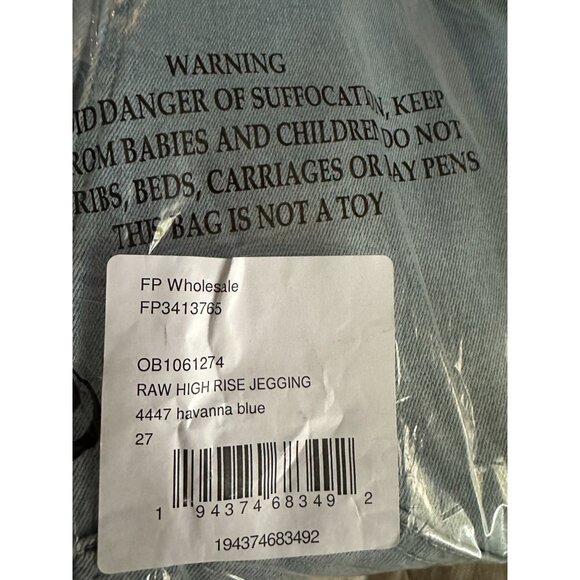 FREE PEOPLE Havana Blue Split Hem High Rise Jeggings Jeans Sz 27 NEW with tags - Picture 5 of 5